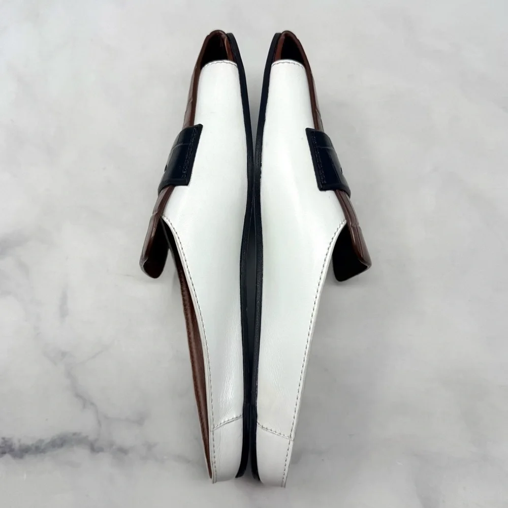 Burberry Beckswalk Leather Croc Backless Slide Mule Loafer Flat Shoes Colorblock
